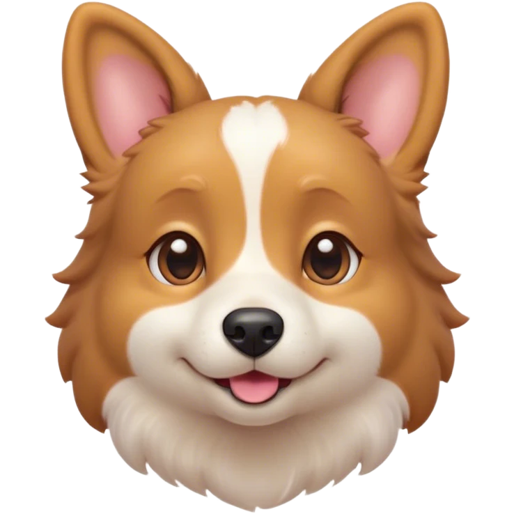 Cinematic Cute Domestic Dog Portrait Emoji, Head tilted playfully and inquisitively, with a delightfully fluffy, friendly build and a characteristically charming face featuring a soft snout and perky ears, accentuated by a glossy coat and round, sparkling eyes full of mischief, Simplified yet irresistibly adorable features, highly detailed, glowing with a warm, friendly glow, high shine, affectionate and lively, stylized with a touch of whimsical cuteness, soft glowing outline, capturing the essence of a mischievous yet loving dog that feels like it could bound out of the screen into your arms! emoji