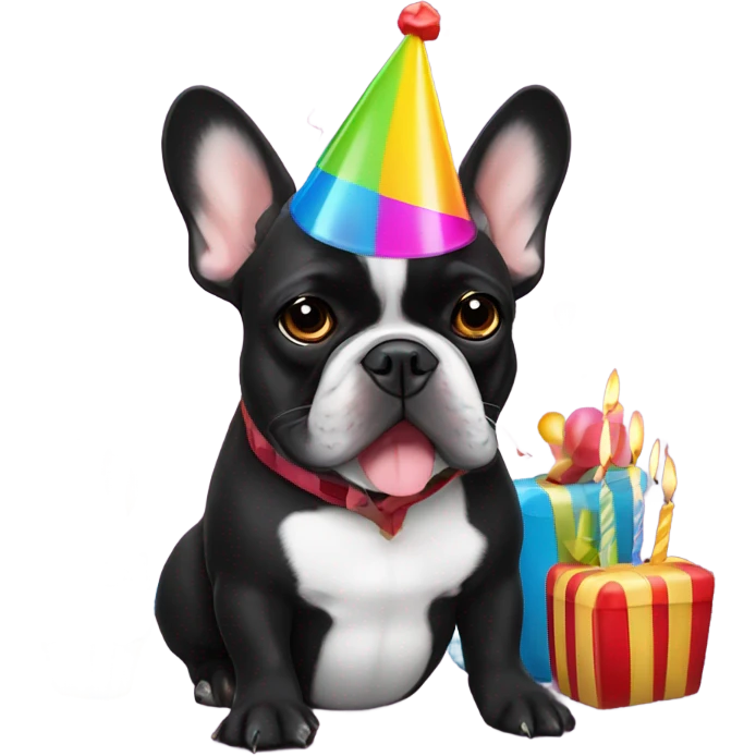 birthday of a bulldog french black emoji