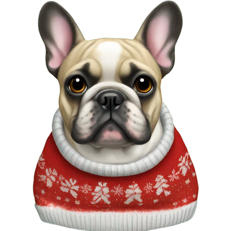 French bulldog in a Christmas jumper emoji