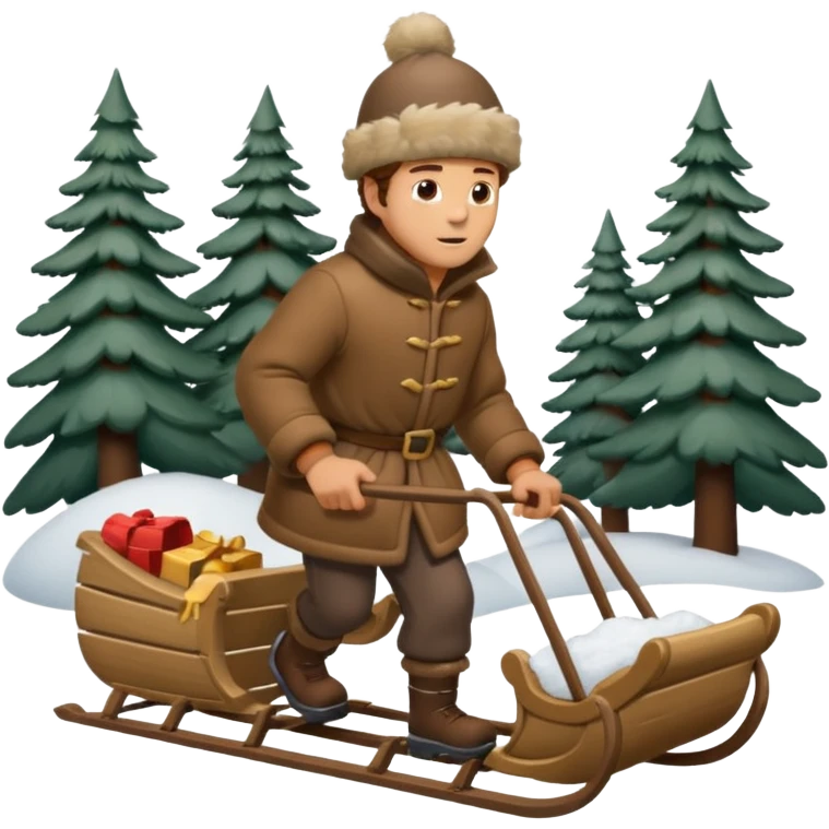 Eland trekt slede in dennenbos  emoji