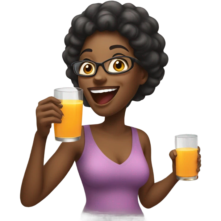 Black lady drinking juice emoji