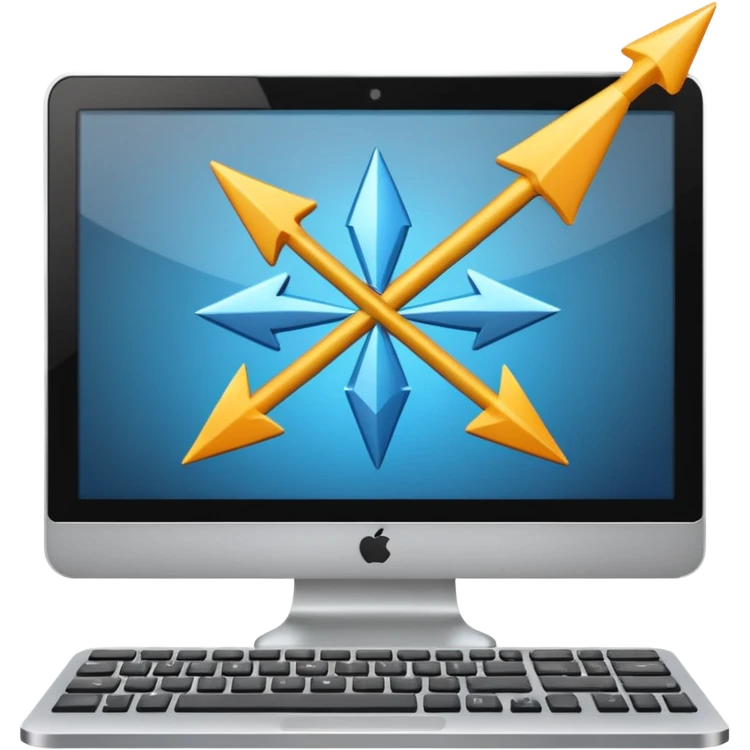 computer with arrows coming to it emoji