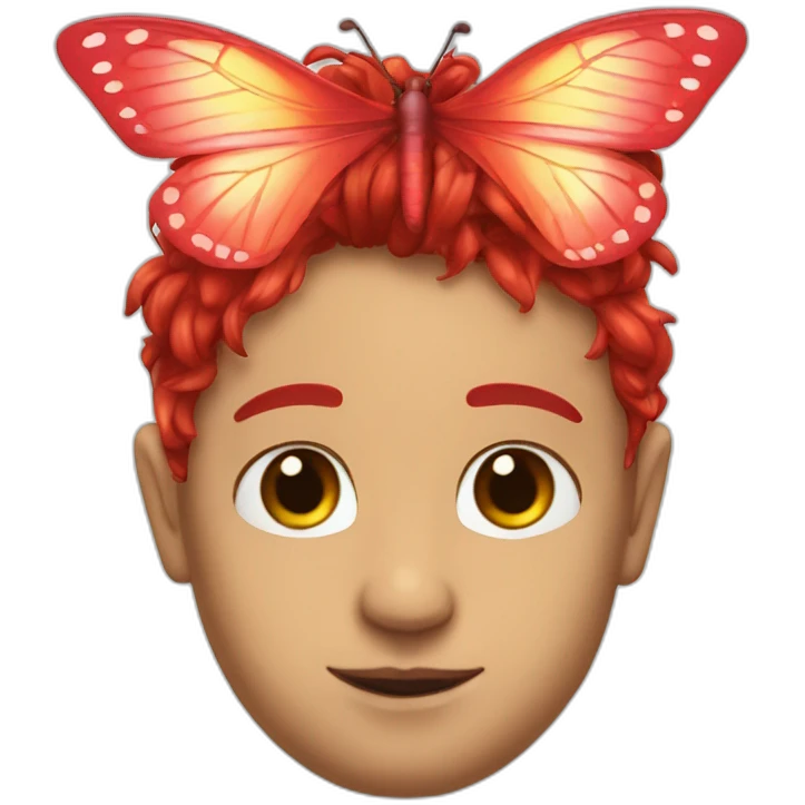 Red sup with butterfly hair on my face  emoji