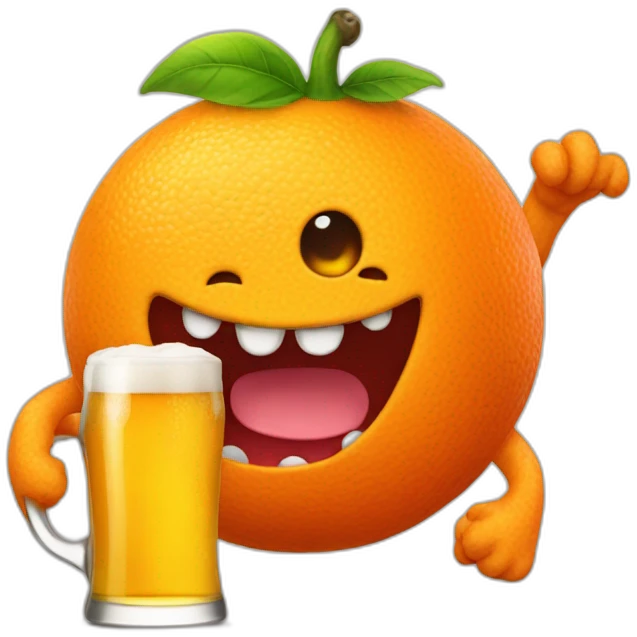 orange happy monster with a beer emoji