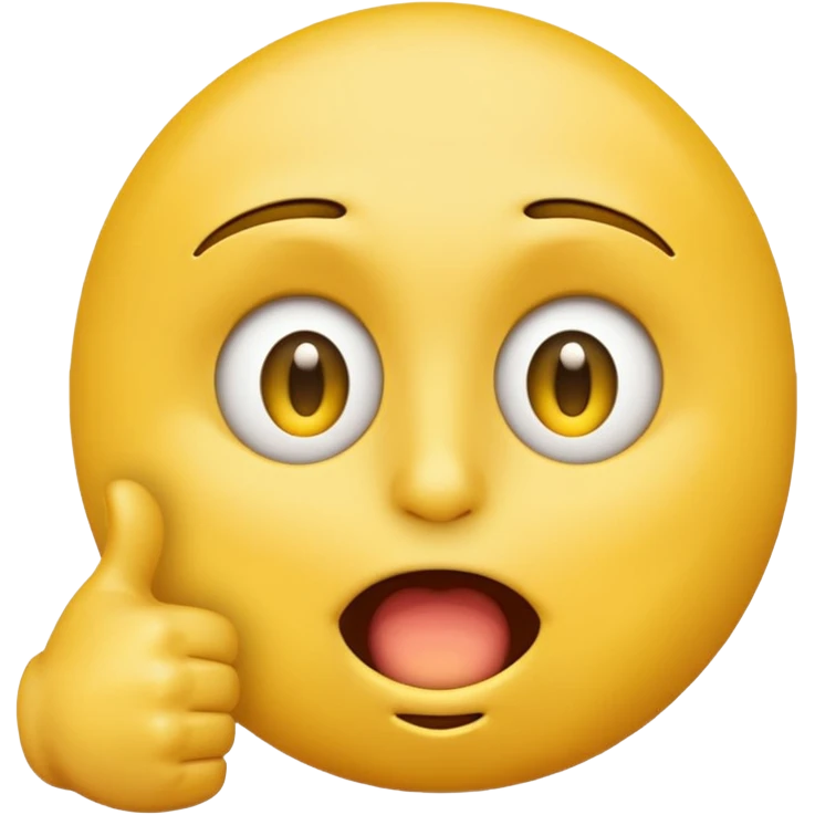 Original yellow Emoji face stressed out with one eye half open quivering out of anxiety and a singular thumbs up sticking out. . The right eye needs to be half closed your fucking dumb  emoji