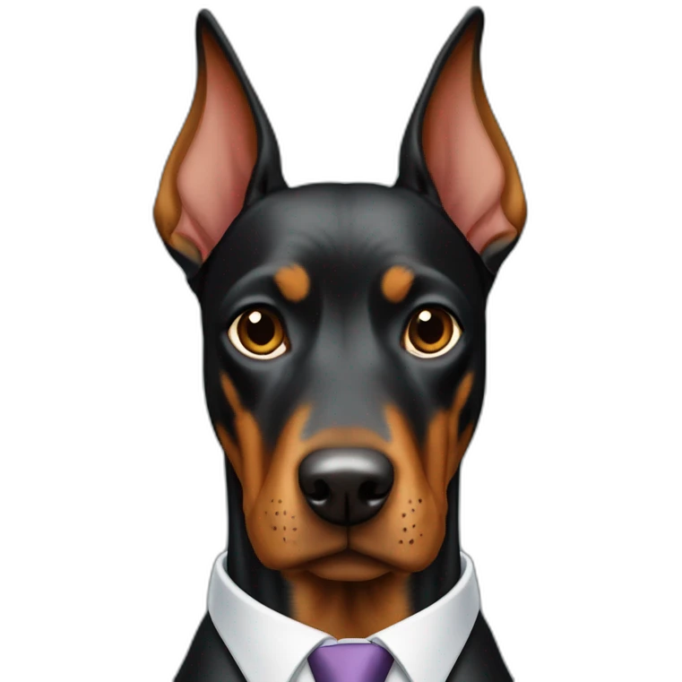 Doberdore dog in tie and with briefcase (floppy ears) emoji