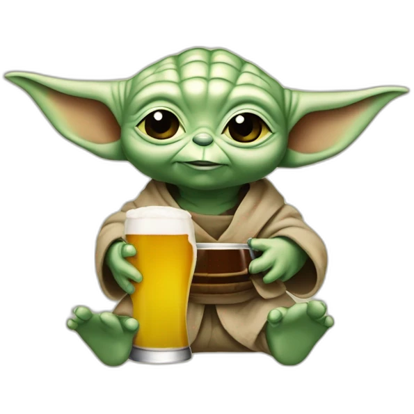 Bébé yoda boit une bière emoji