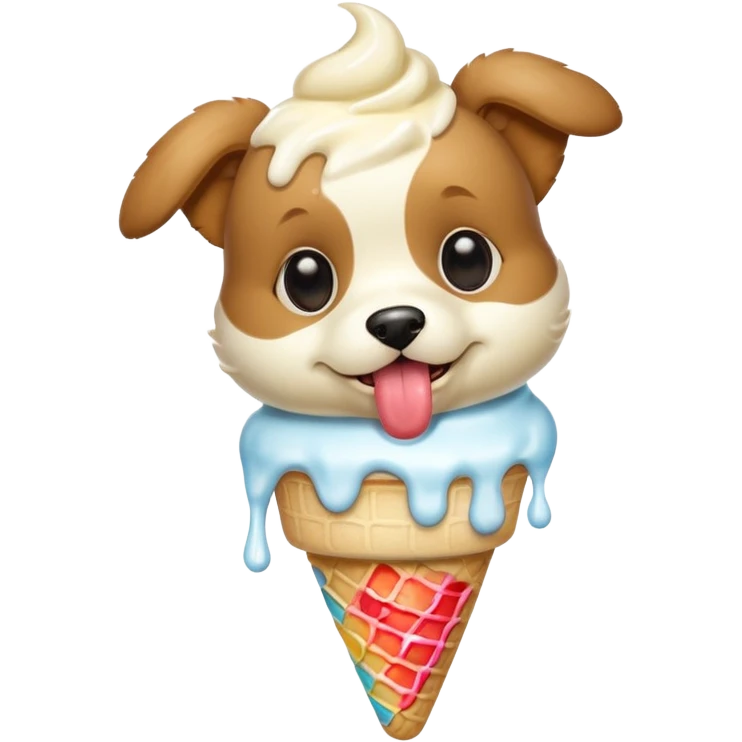 Flying puppy eating ice cream emoji