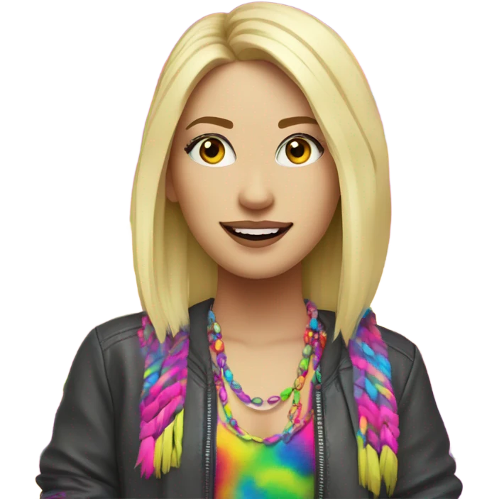 white girl, blonde hair, rave girl emoji
