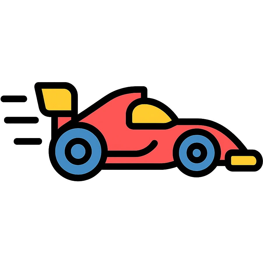 race car speeding, motion lines, icon style emoji