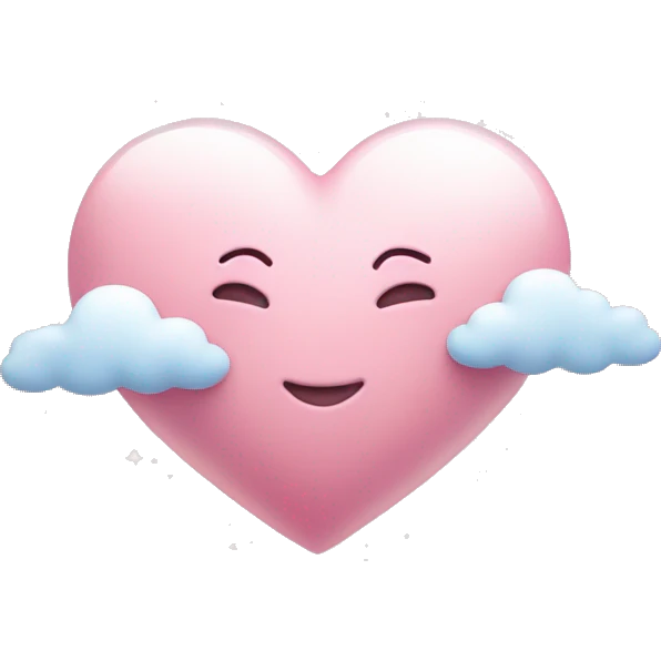 Light pink heart with clouds and glitter emoji