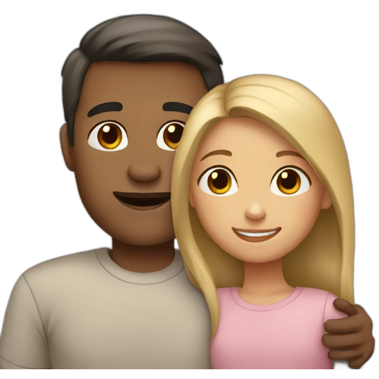 A girl hugs her parents (light skin color, dark hair) emoji