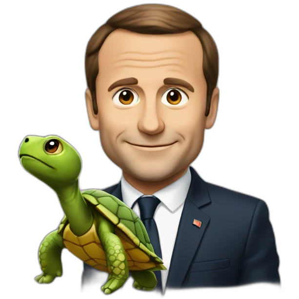 Macron avec une tortue emoji