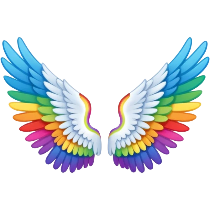 Simple rainbow angel wings. Simple cute small left and right rainbow angel wings. Only wings. emoji