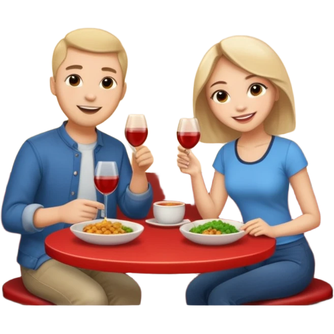 ligth couple having dinner at a chinese restaurant full body emoji