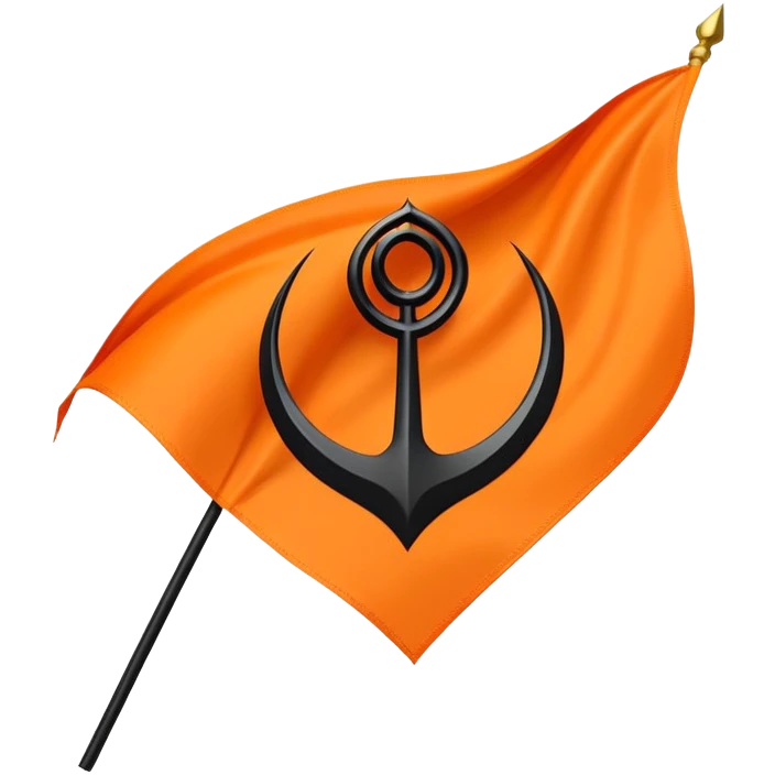 black khanda in the middle of an orange flag  emoji