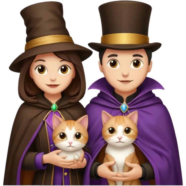 magician couple and their pet cat emoji