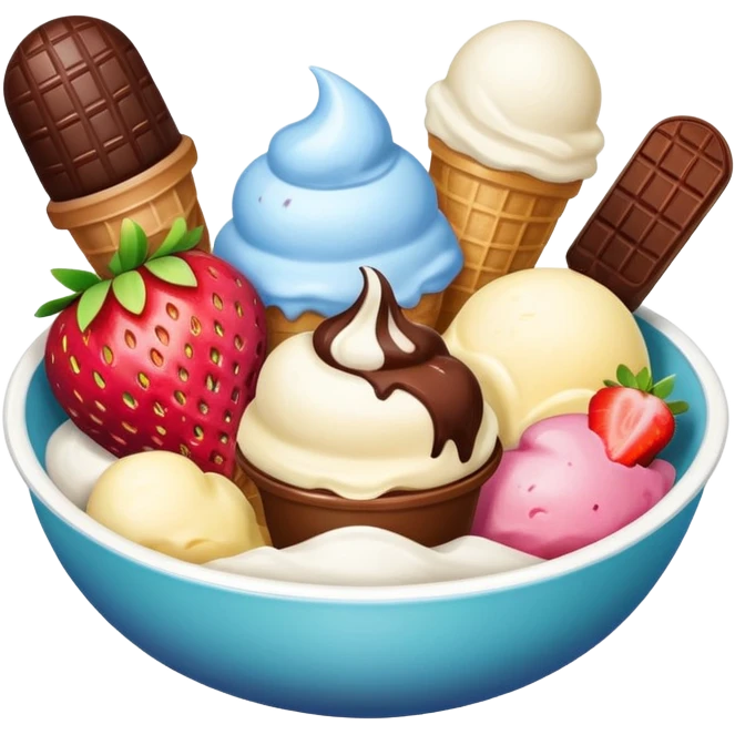 different icecream scoopsicecream in bowl emoji