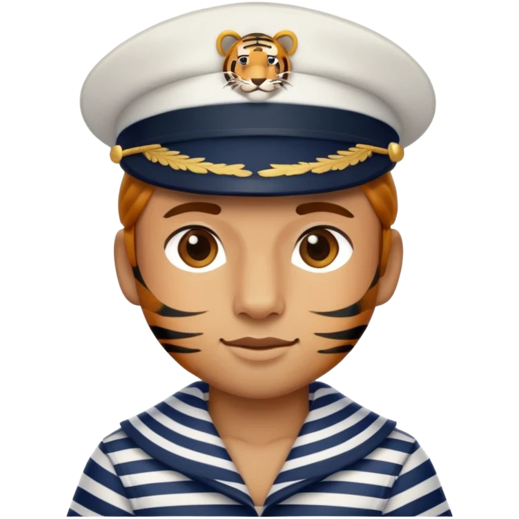 Tiger sailor with navy hat and striped shirt emoji