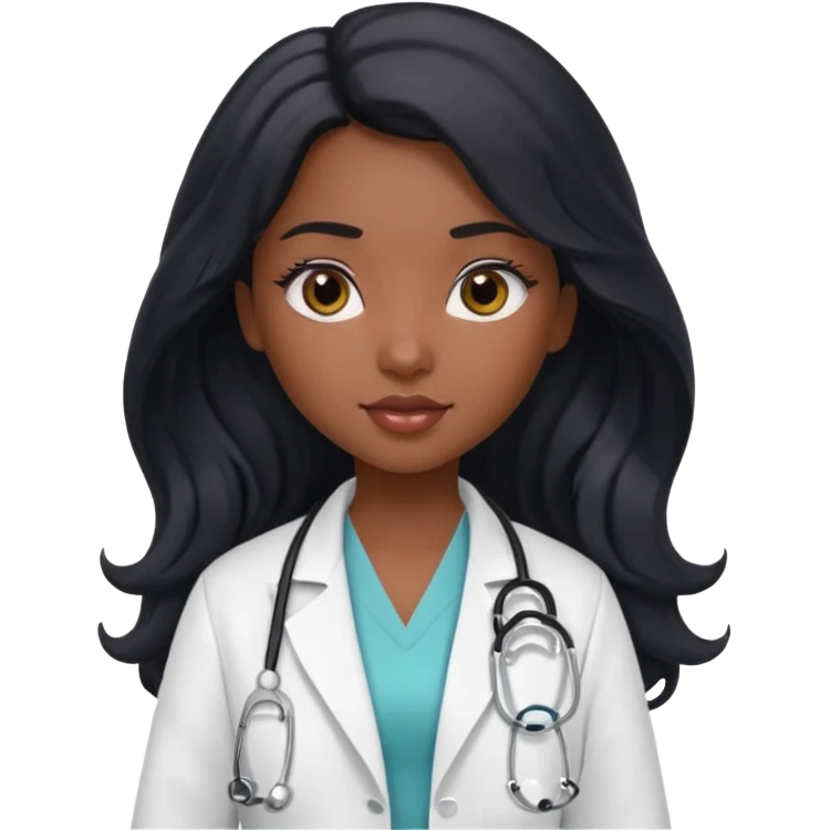 a pretty bratz light dusky girl with long wavy black hair as a doctor\ emoji