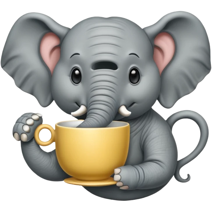 elephant with tea cup emoji