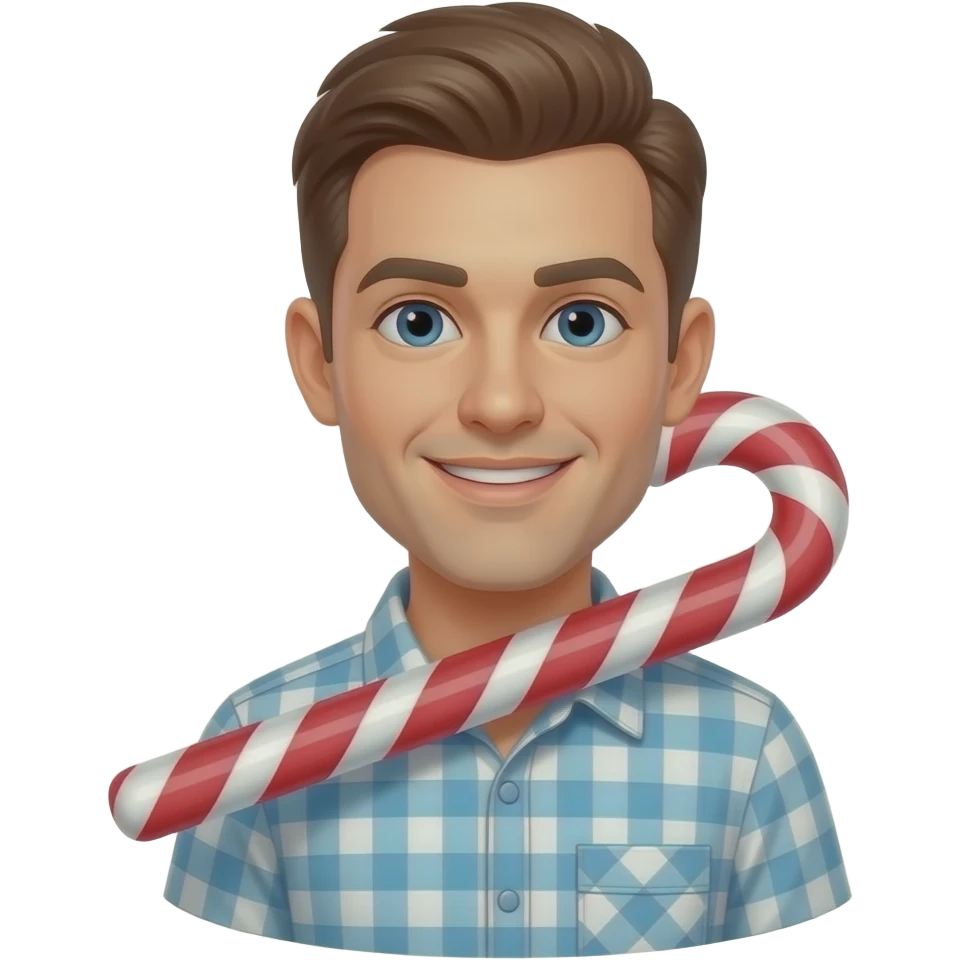 man with large Candy Cane emoji