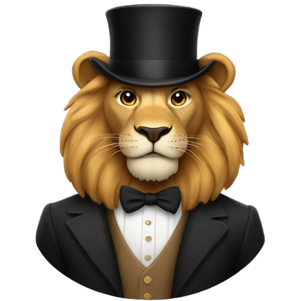 Lion with a top hat emoji