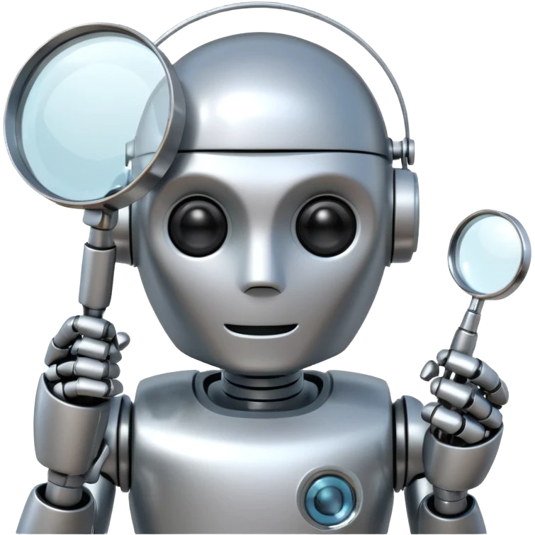 roboter mit einer lupe emoji