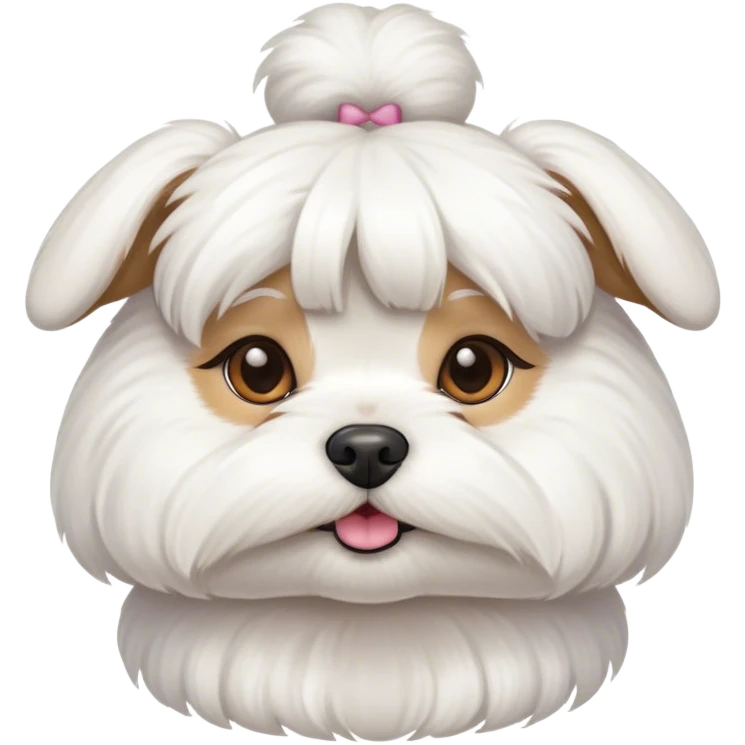 maltese dog wearing a bun  emoji