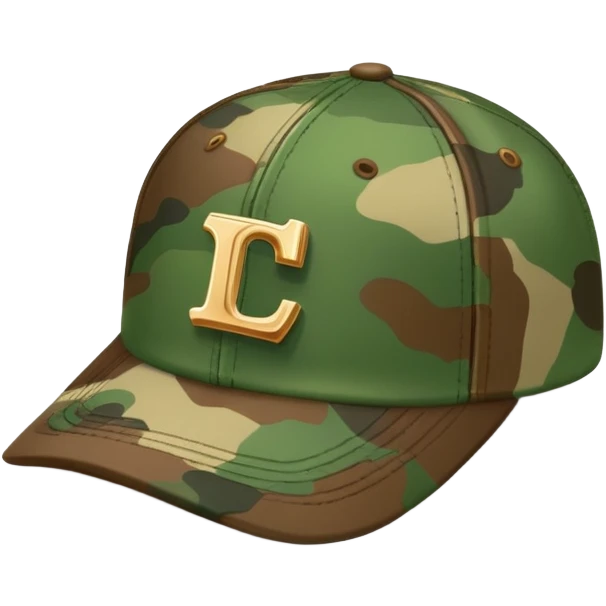 camouflage baseball cap with ian charms logo emoji