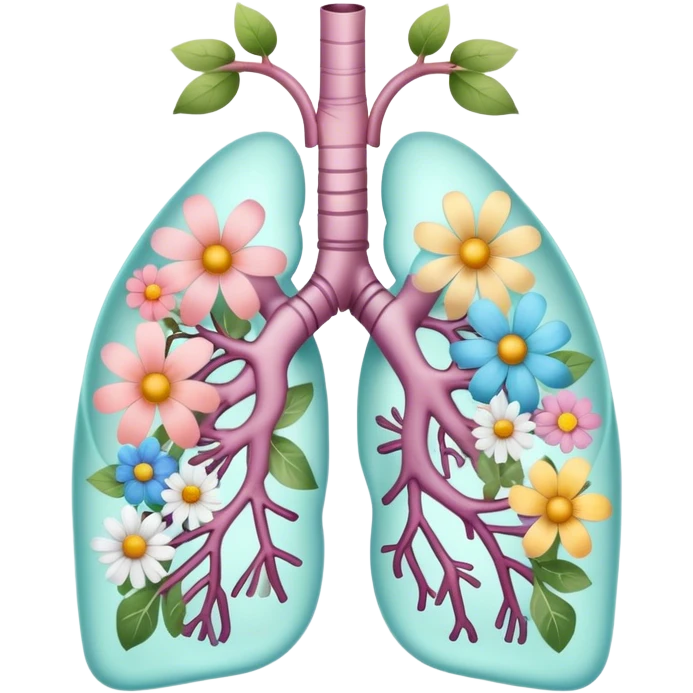 Pastel transparent anatomy lungs and flowers emoji