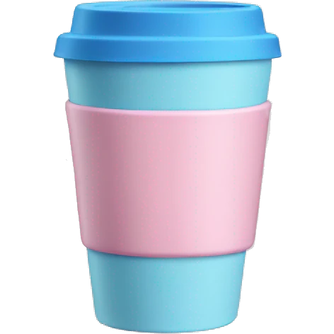 Light pink and blue insulated coffee cup emoji