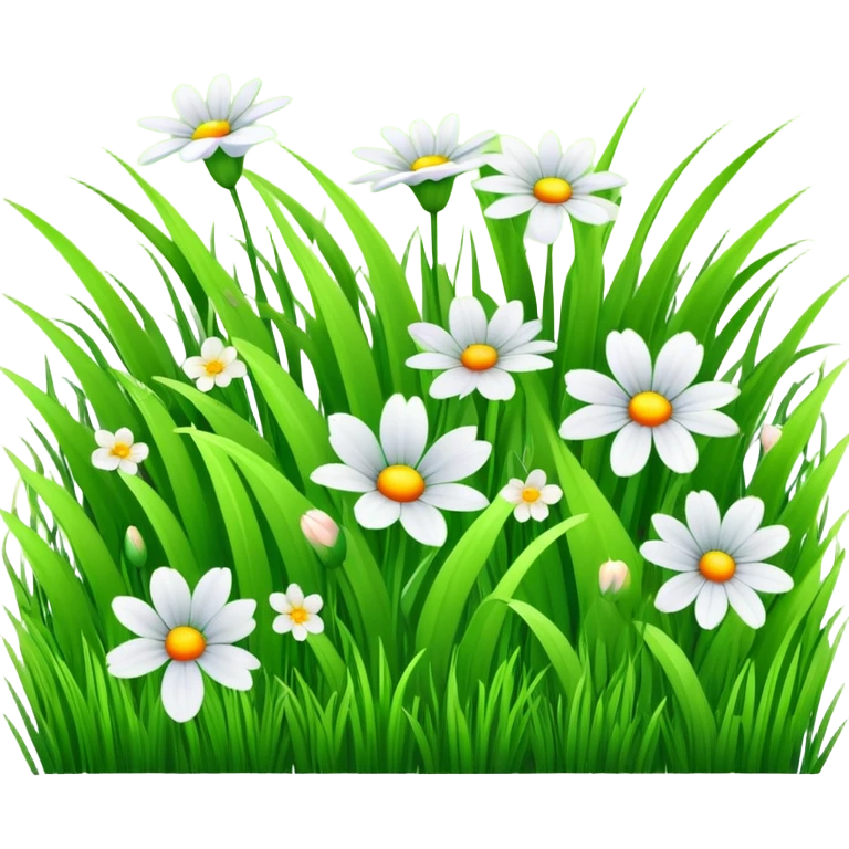 Light green grass with spring flowers emoji