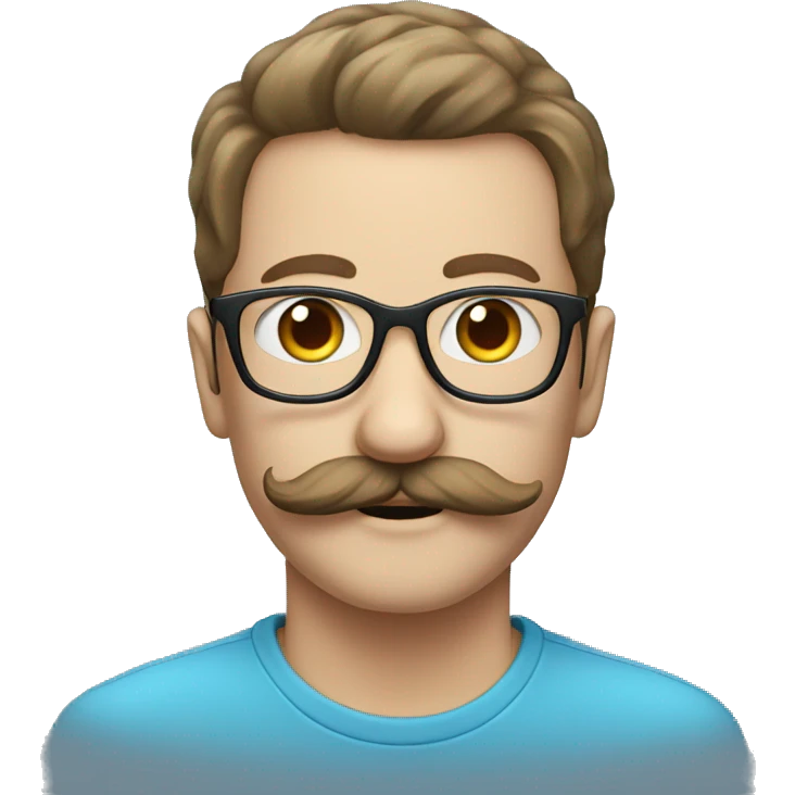 moustache, eyeglasses and blue eyes emoji