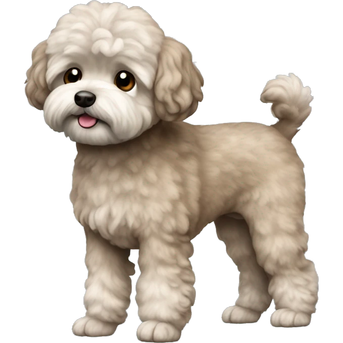 Old Dog maltipoo ash brown fur full body standing emoji