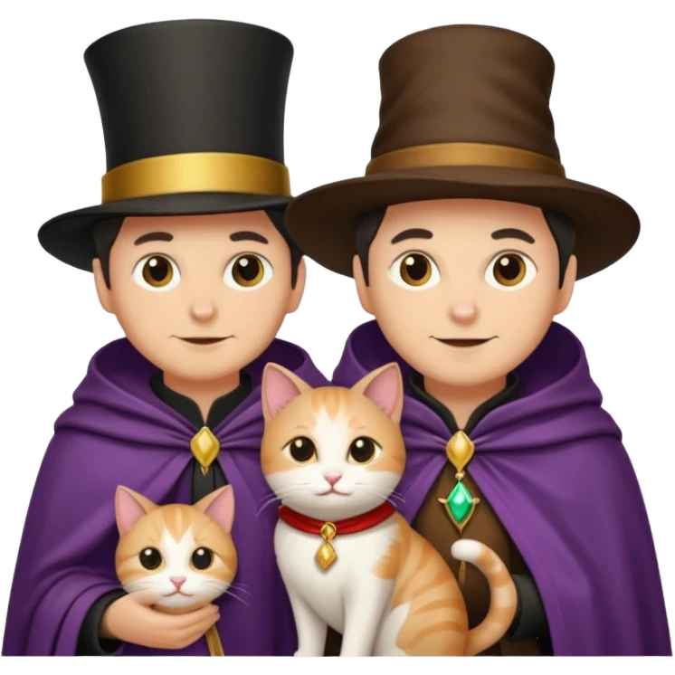 magician couple and their pet cat emoji