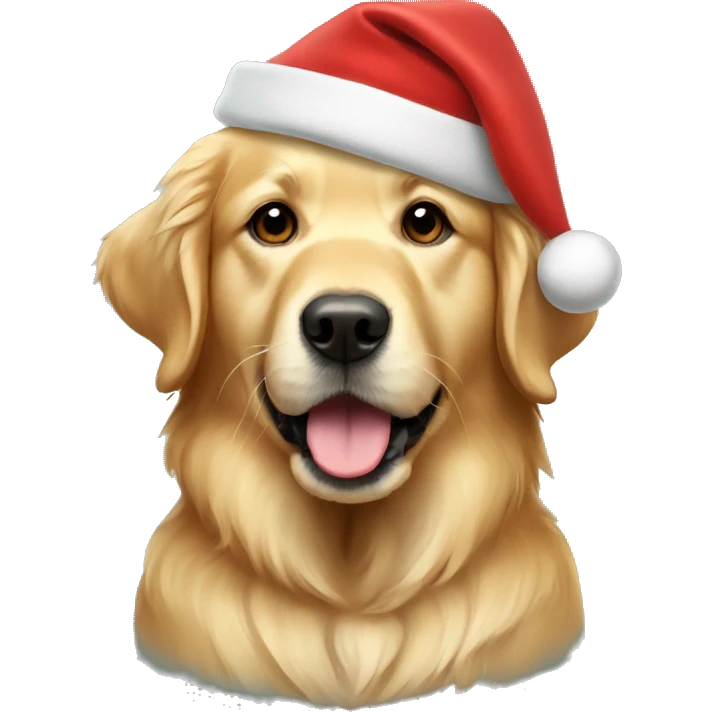 Golden Retriever with Christmas cap  emoji