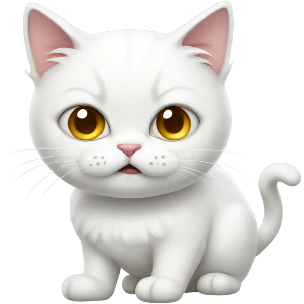 A cute white cat with an cute-angry face emoji