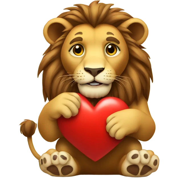 Lion holding a heart in its paws emoji