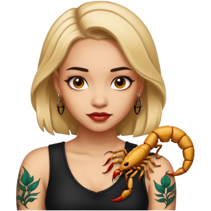 Girl with tattoo, Scorpion. emoji