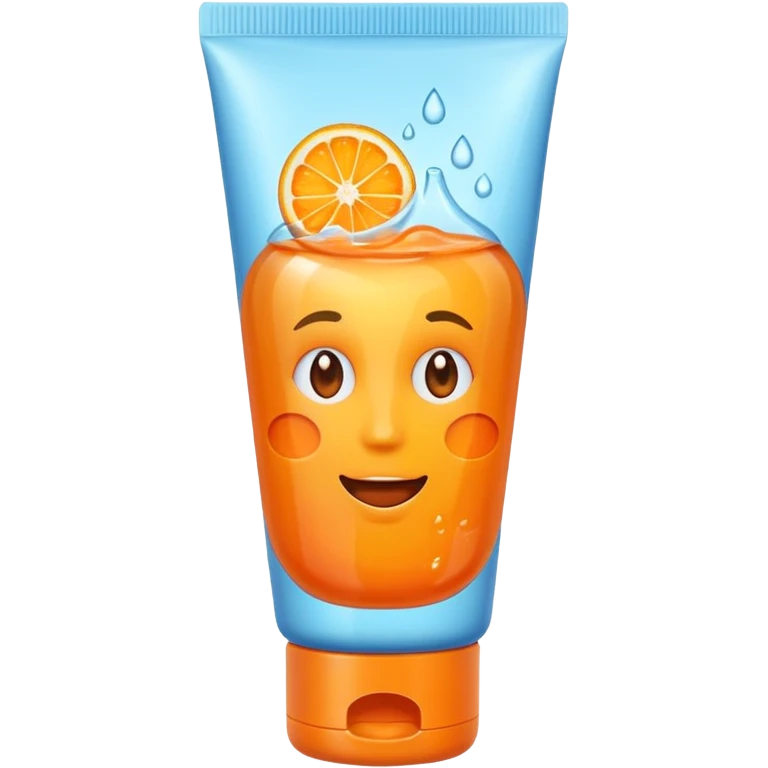 a skincare tube with an orange-toned liquid inside of it emoji