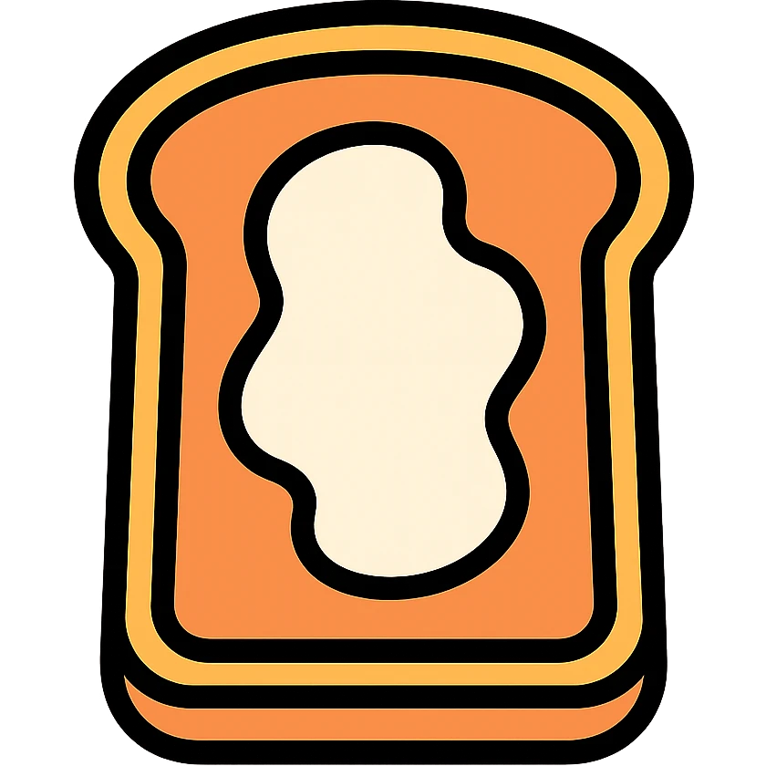 A piece of bread with mayonnaise emoji