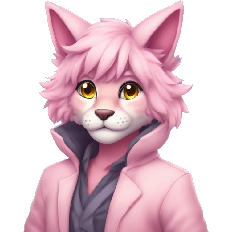 Anthropomorphic Anthro Pastel Pink Sona Lynx-Fakémon Furry Full Body emoji