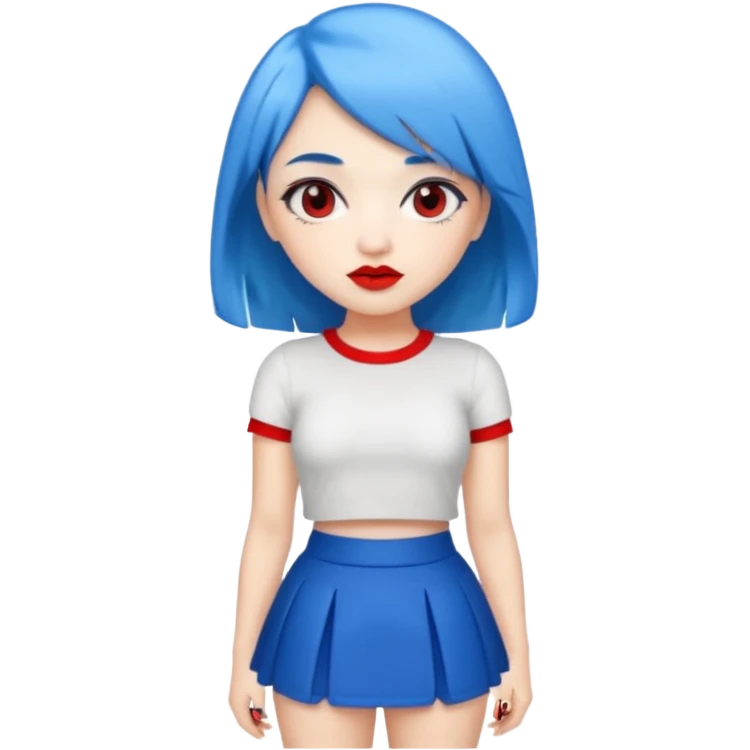 büyük memeli mavi saçlı çok güzel bir kız mini etekli kırmızı ruj emoji