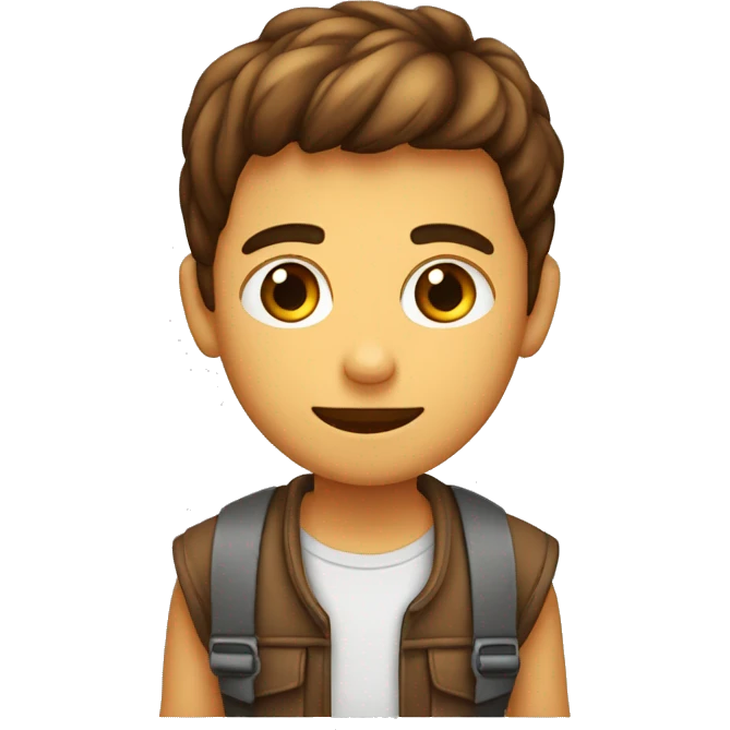 Emoji de un niño con pecas moreno ojos alargados y marrones emoji