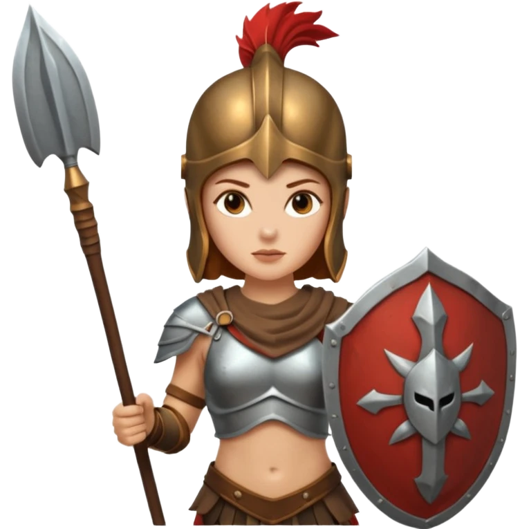 white woman spartan warrior holding spear and shield emoji