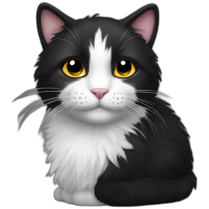 fuzzy black and white cat emoji