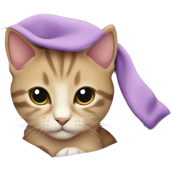 Kitten in a purple blanket emoji