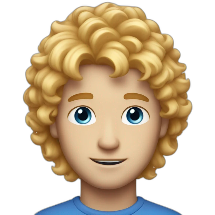 A guy with soft fluffy golden hair with soft freckles, blue eyes emoji