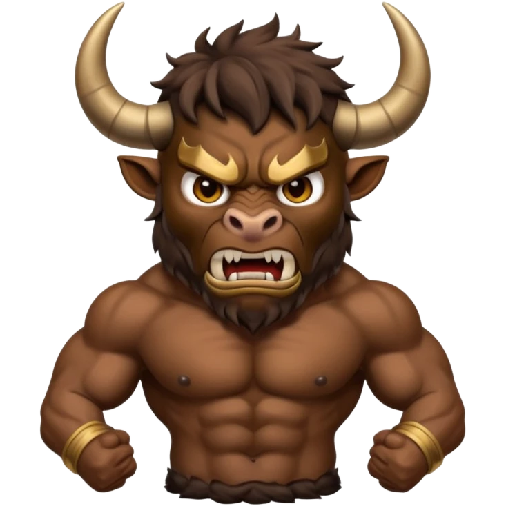 An emoji of a Cretan Minotaur. It has the body of a man and the head of a bull. emoji